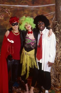 Friends in Halloween costumes